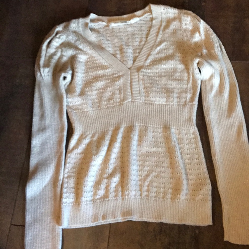 DKNY Jean Gold Metallic Lg Sleeve Light Sweater S